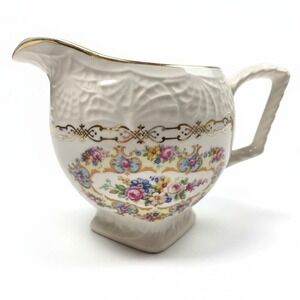 Vintage Royal China Company Parisian Creamer Pitcher 22K Gold Floral Bone China